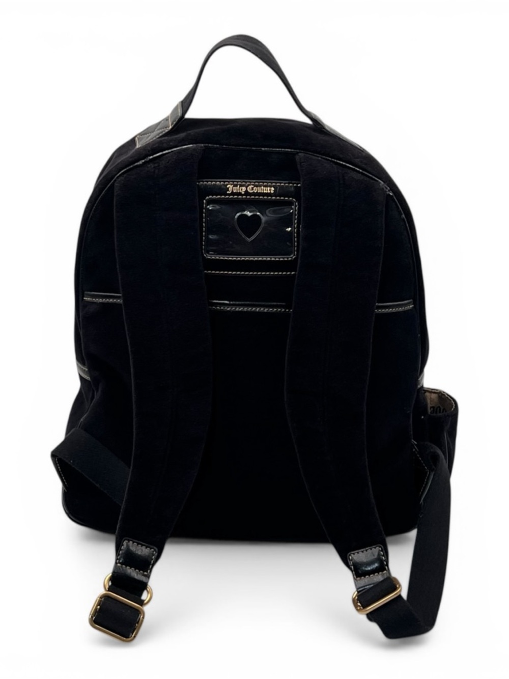 Juicy Couture Vintage Y2K Black Velour Backpack Embroidered Floral Crest Logo - Picture 5 of 13